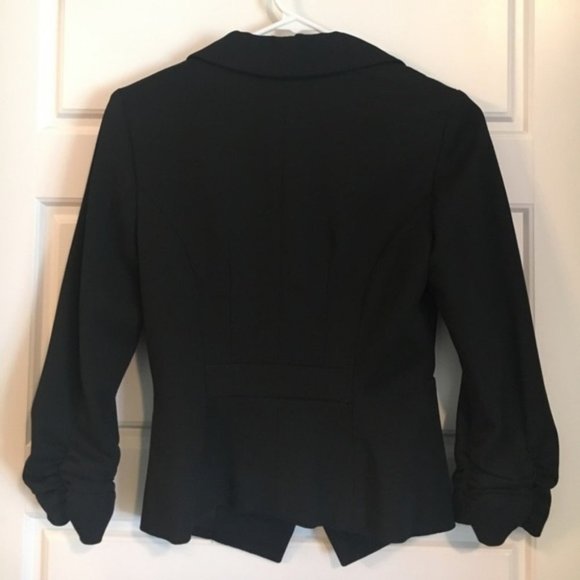 Express Ruched Sleeve Black Blazer Sz 4 - Picture 5 of 6